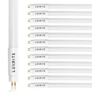 luxrite 12-pack 4ft t5 led tube lights, type a+b, 24w=54w, 5000k bright white, 45.78", ballast and ballast bypass compatible, single or double end powered, f54t5 fluorescent replacement, damp rated