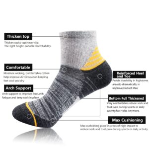 J.WMEET Women's Athletic Ankle Socks Quarter Cushioned Running Socks Hiking Performance Sport Cotton Socks 6 Pack (Dark grey)