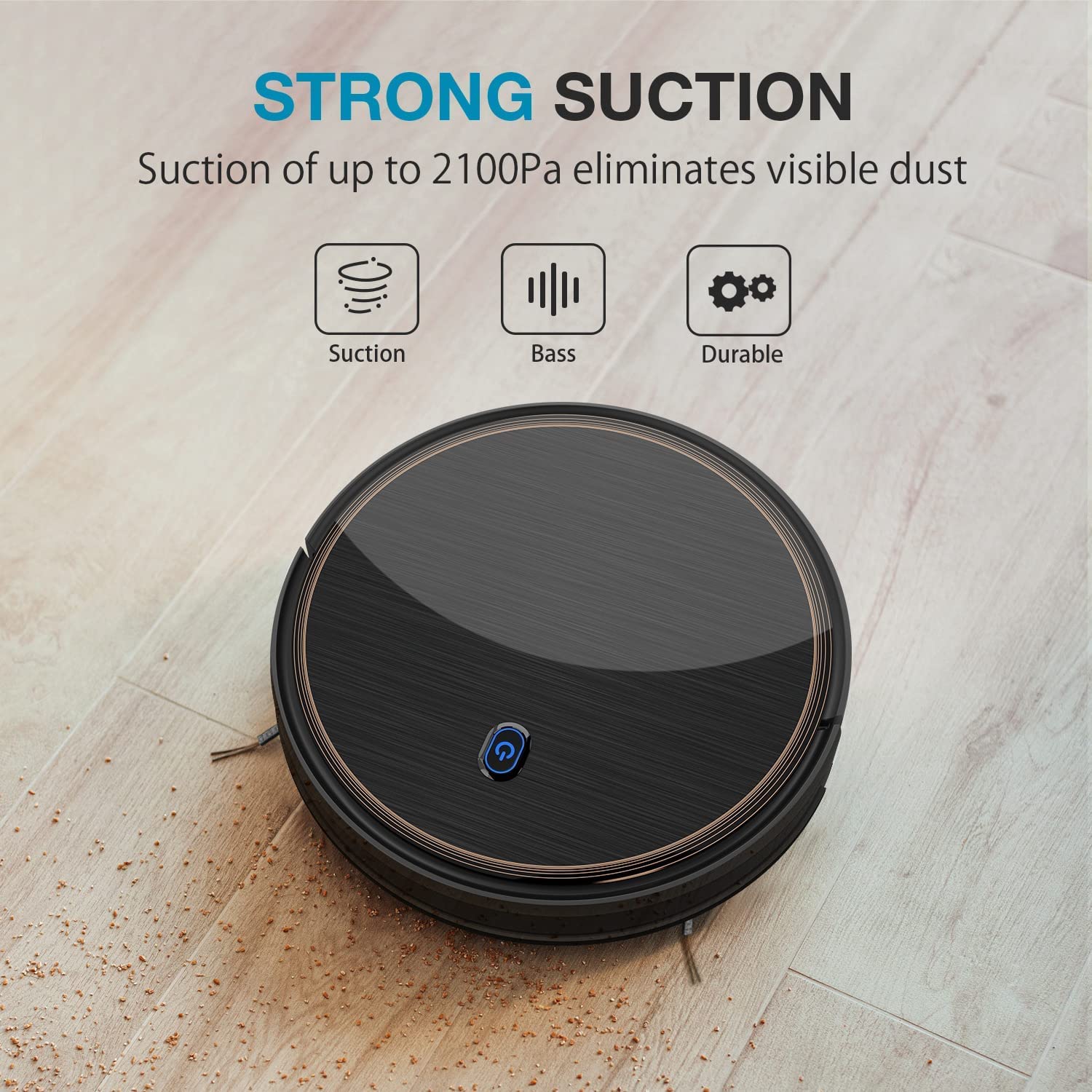 Robot Vacuum, 2100Pa Robotic Vacuum Cleaner with Triple-Filter System, 120-min Runtime Smart Robot Vac Good for Pet Hair, Carpets, Hard Floors, Self-Charging