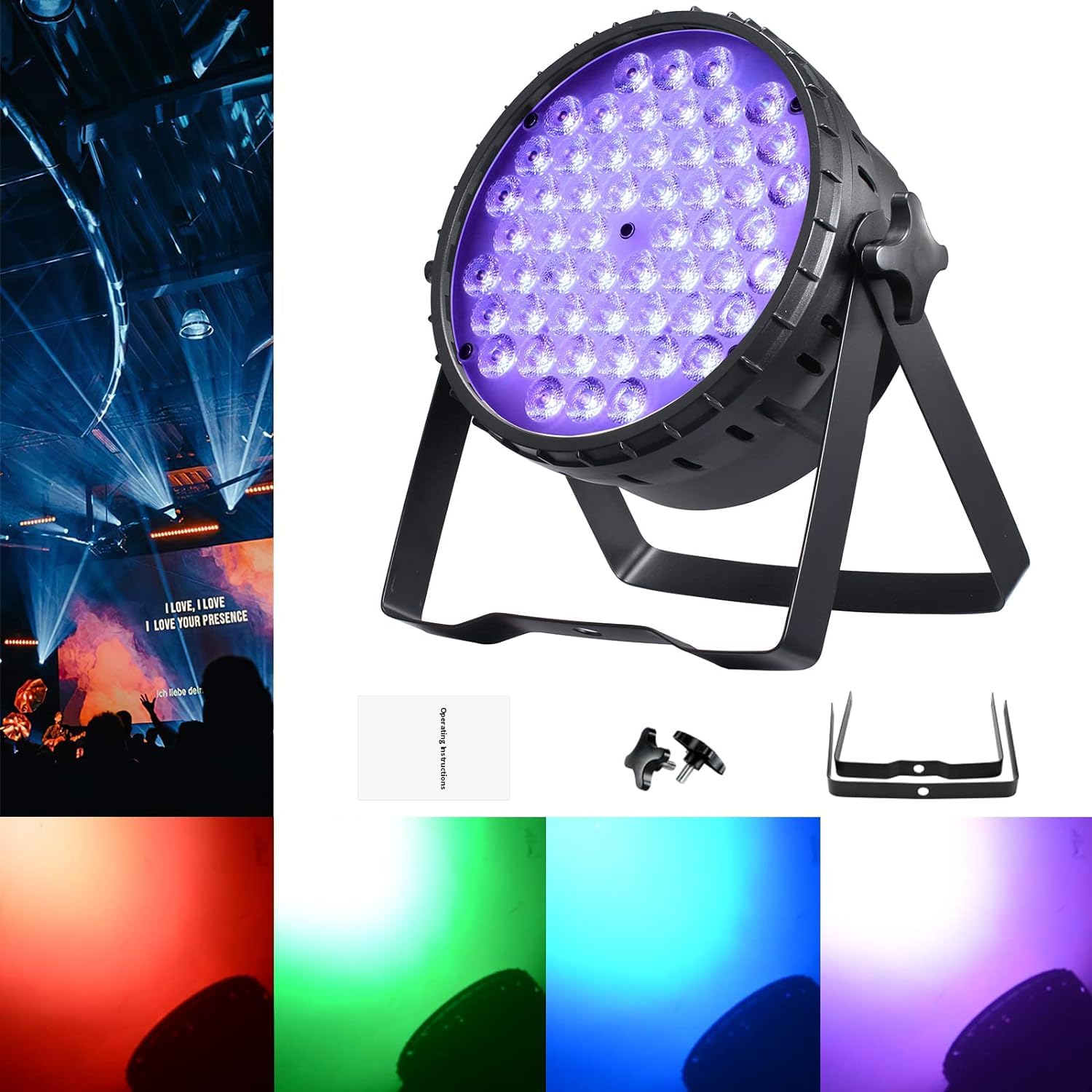 BETOPPER Stage Lights for Parties, 54x3W LED Par Lights RGB, DMX DJ Lights Sound Activated,Strobe Wash Lights for Party, Wedding, Club, Concert and Festival (1)