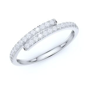 PRSTANI 10K White Gold Petite Split Shank Simulated Round Brilliant Diamond Ring Pave Wedding Band (5)