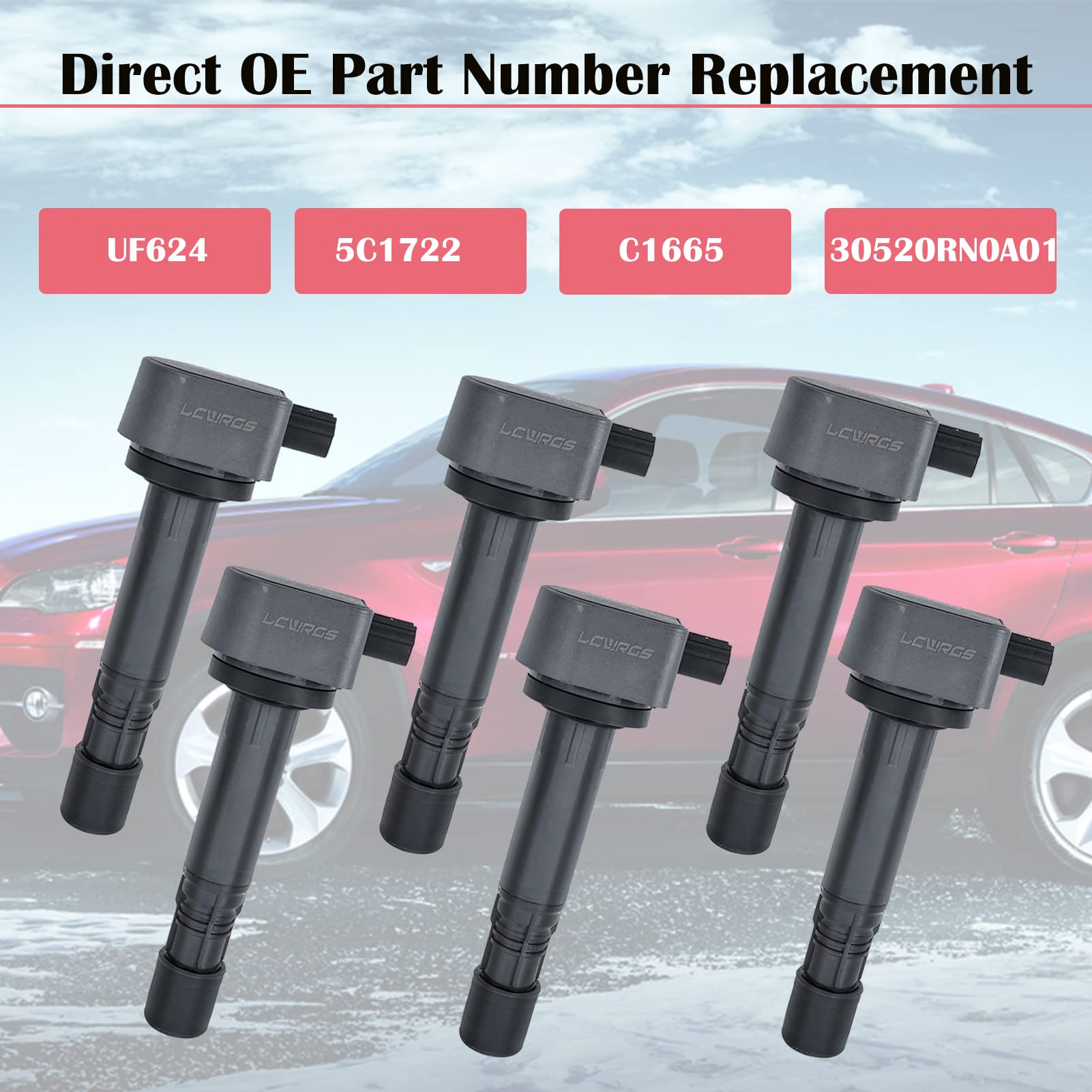 Set of 6 Ignition Coil Packs for 3.5L 2008 2009 2010 2012 2013 2014 2015 2016 Honda Accord Odyssey Pilot Ridgeline Acura RDX RL TL MDX ZDX 3.5 3.7 Replaces UF624