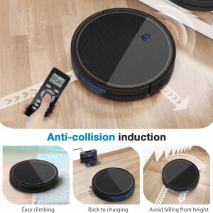 Robot Vacuum, 2100Pa Robotic Vacuum Cleaner with Triple-Filter System, 120-min Runtime Smart Robot Vac Good for Pet Hair, Carpets, Hard Floors, Self-Charging