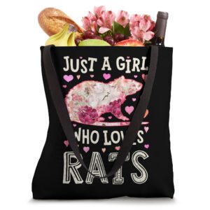 Rat Just A Girl Who Loves Rats Rodents Flowers Floral Animal Tote Bag