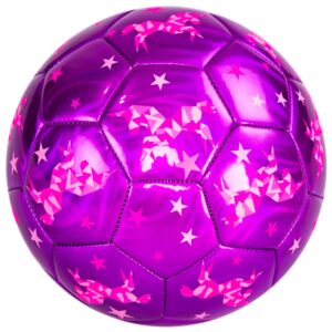 INPODAK Size 3 Soccer Ball for Kids Glitter Unicorn Toys Gift for Girls Sports Indoor Outdoor Play Ball for Toddles 3 4 5 6 7 8 Years Old with Pump Mesh Net and Colorful Box