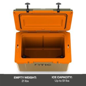 RTIC Ultra-Light 52 Quart Hard Cooler Insulated Portable Ice Chest Box for Beach, Drink, Beverage, Camping, Picnic, Fishing, Boat, Barbecue, 30% Lighter Than Rotomolded Coolers, Trailblazer