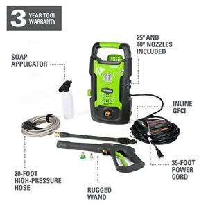 Greenworks 1500 PSI 1.2 GPM Pressure Washer (Upright Hand-Carry) PWMA Certified