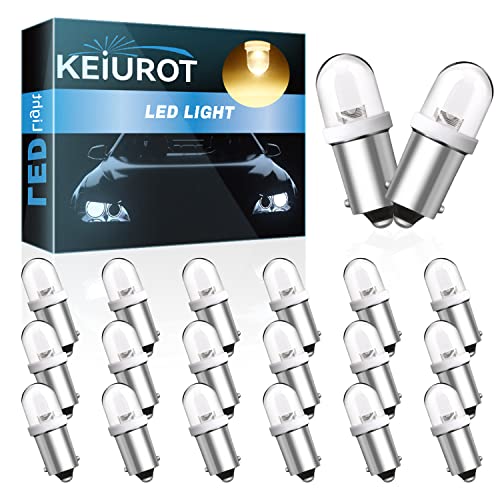 Keiurot GE44 47 756 755 Bulb for Pinball Machine light bulb Lamp 1893 1895 1847 Bulb BA9S DC 6.3V 6V Led Bulbs Warm White Pack of 20