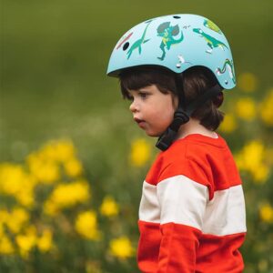 Hornit Mini Lids Kids Helmet. Fully-Adjustable Multi-Sport Hard Shell Helmet with Rear Safety Light, Medium, Jurassic