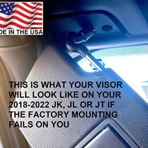 TACCOM Sun Visor clips (2) compatible for Jeep 2018 and newer JK, JL, JT Gladiator and Wrangler- PATENT PENDING