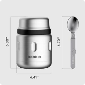 BOBBER Jerrycan - 16 oz Insulated Stainless Steel Thermo Food Jar With Extra-Wide Mouth and Built-in Folding Spoon - Keeps Hot for 10 Hours and Cold for 15 Hours (Matte)