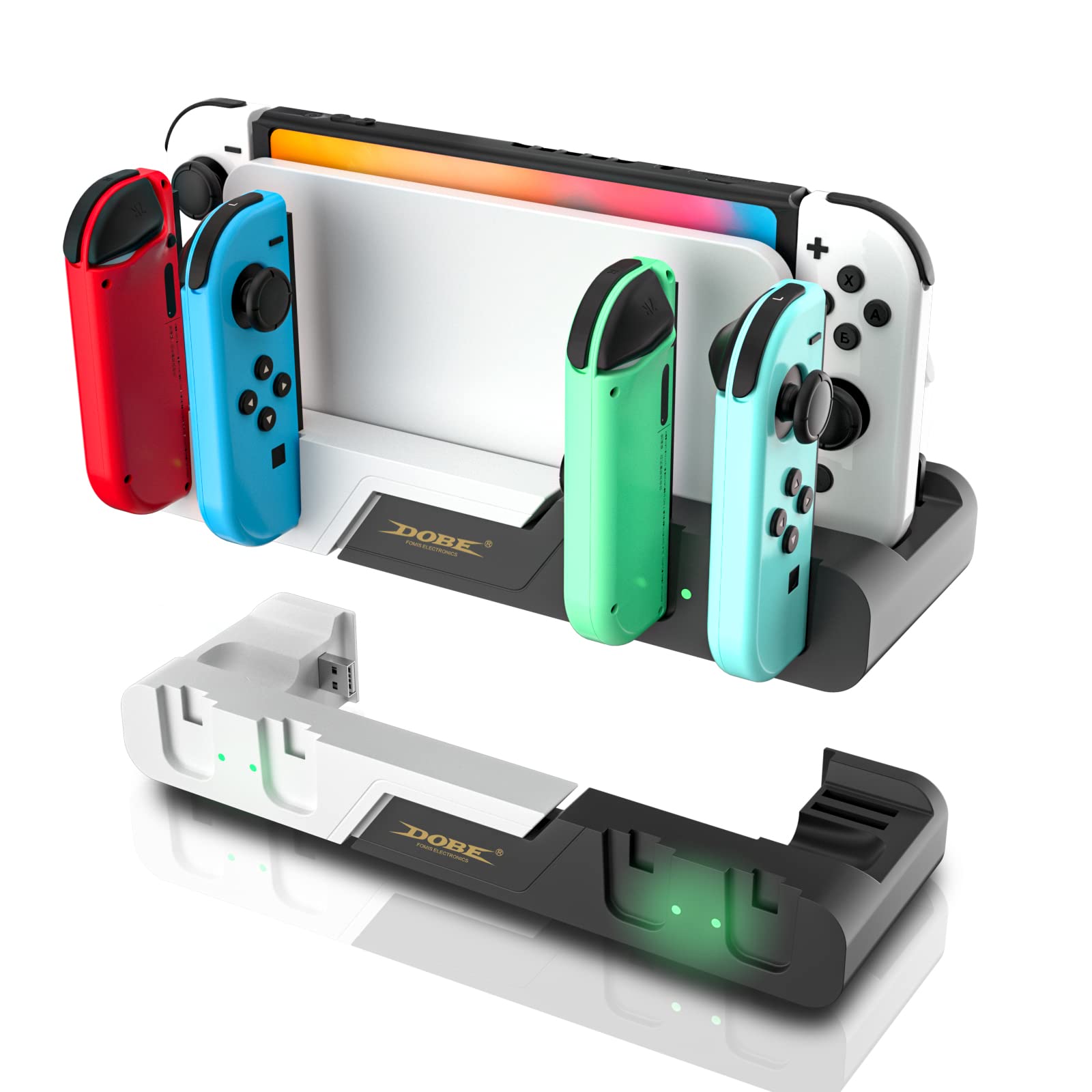 ECHZOVE Joy Cons Charging Station, Switch OLED Controller Charger White, Remote Charger Compatible with Switch and Switch OLED