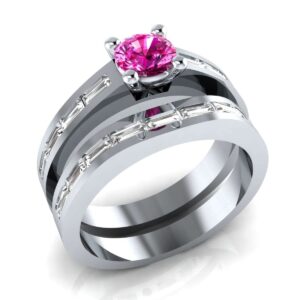 idealjewel95 2.54 ct pink & white sapphire sterling silver bridal ring set free size for women wedding/valentines / engagement_10