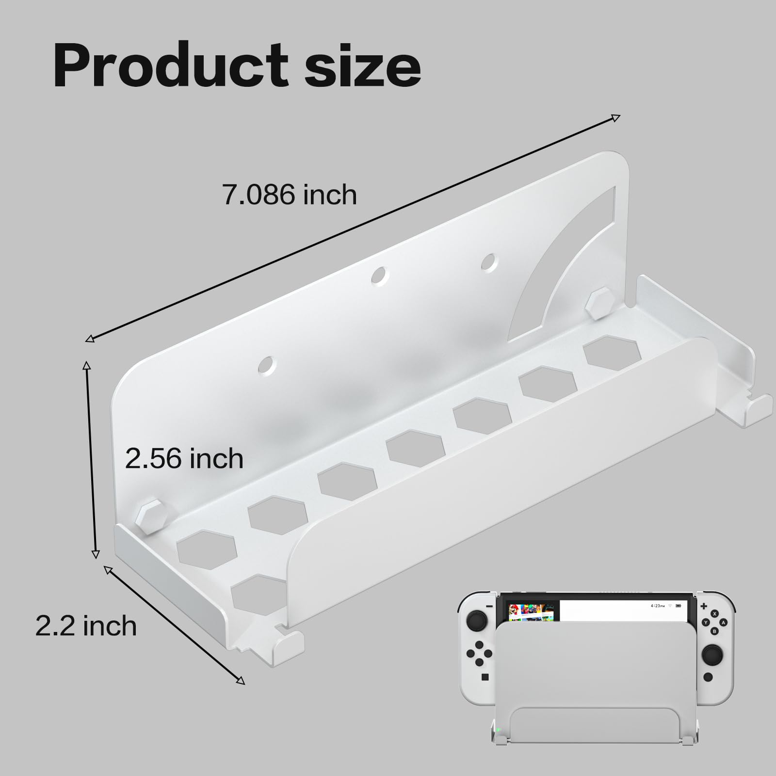 ECHZOVE Wall Mount for Nintendo Switch and Switch OLED, Metal Wall Mount Kit Shelf Stand Accessories with Joy Con Hanger,Safely Store Switch OLED Console Behind or Near TV, White