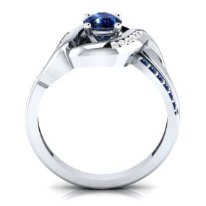 IdealJewel95 0.85 ct Round Blue & White Sapphire Sterling Silver Engagement Ring Sizable For Women Wedding/Valentines / Engagement_8