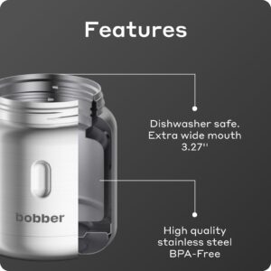 BOBBER Jerrycan - 16 oz Insulated Stainless Steel Thermo Food Jar With Extra-Wide Mouth and Built-in Folding Spoon - Keeps Hot for 10 Hours and Cold for 15 Hours (Matte)