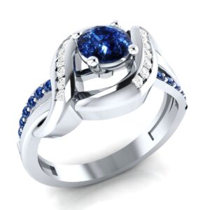 idealjewel95 0.85 ct round blue & white sapphire sterling silver engagement ring sizable for women wedding/valentines / engagement_10