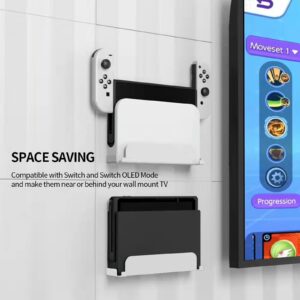 ECHZOVE Wall Mount for Nintendo Switch and Switch OLED, Metal Wall Mount Kit Shelf Stand Accessories with Joy Con Hanger,Safely Store Switch OLED Console Behind or Near TV, White