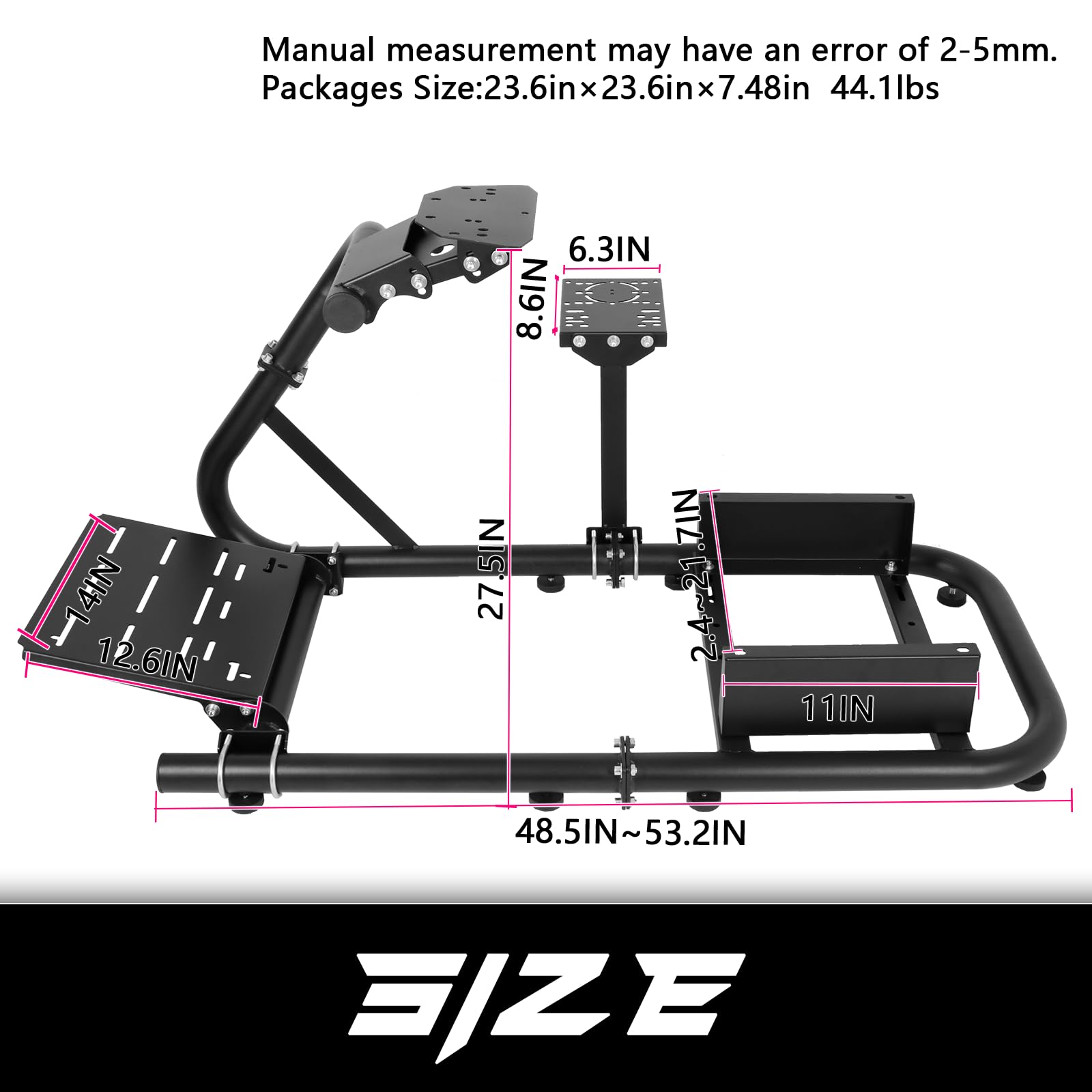 Anman Pro Steering Wheel Stand fits for Logitech/Thrustmaster g25,g27,g923,t3pa,T248x,T80,T300RS TX, 50mm Round Tube Freedom Upgrade Racing Simulator Cockpit Steering Wheel Pedal Seat Not Included