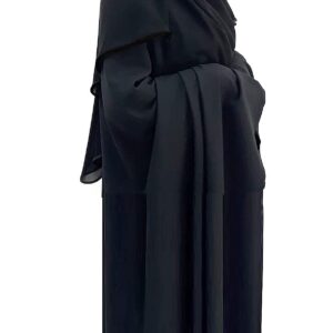 Chiffon Saudi First Class Quality Long Saudi Niqab burqa Hijab Face cover Veil Islam Islamic Jilbab (Black x Black Satin)