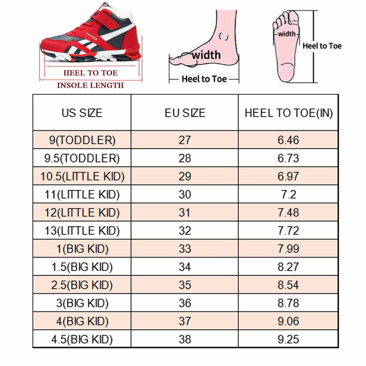 HESBITEUL Boys Girls Water Resistant Hiking Boots Anti Collision Non Slip Athletic Outdoor Ankle Walking Shoes