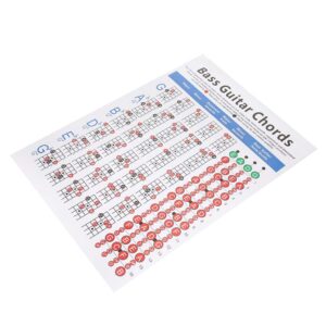 Bass Guitar Chords Chart, 4-String Bass Note Chart of Scale Chords for Beginners and Teachers Wear-Resistant Bass Reference Poster Bass Guitar Chords Poster