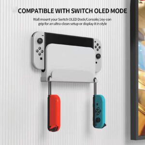 ECHZOVE Wall Mount for Nintendo Switch and Switch OLED, Metal Wall Mount Kit Shelf Stand Accessories with Joy Con Hanger,Safely Store Switch OLED Console Behind or Near TV, White