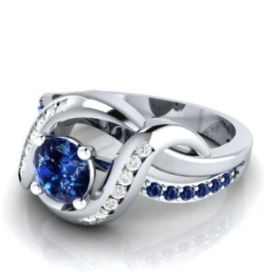 IdealJewel95 0.85 ct Round Blue & White Sapphire Sterling Silver Engagement Ring Sizable For Women Wedding/Valentines / Engagement_8