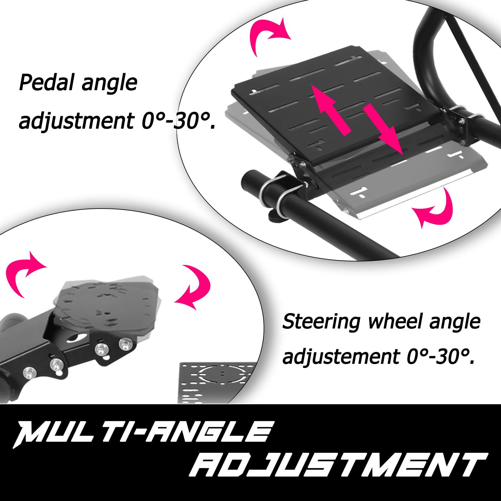 Anman Pro Steering Wheel Stand fits for Logitech/Thrustmaster g25,g27,g923,t3pa,T248x,T80,T300RS TX, 50mm Round Tube Freedom Upgrade Racing Simulator Cockpit Steering Wheel Pedal Seat Not Included