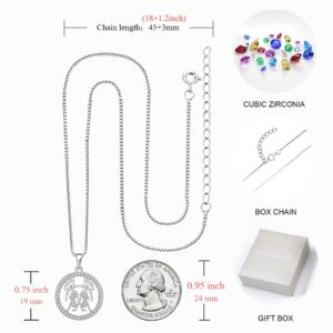 STARCHENIE Women's Constellation Jewelry Sterling Silver Zodiac Necklace Astrology Disc Horoscope Gemini Pendant 18'' Box Chain