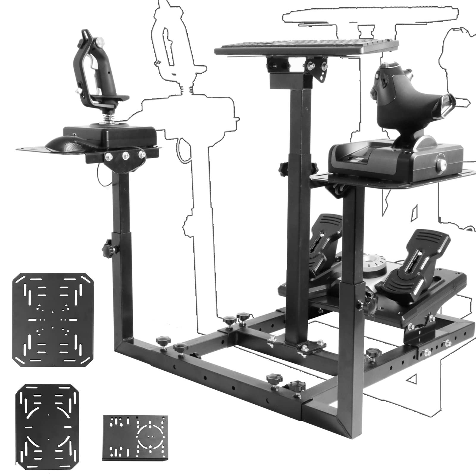 Anman Flight Racing simulator cockpit Wheel Stand Dual-Purpose Fit for Logitech Shifter Joystick Pedals,Thrustmaster/Hotas Warthog, Only Include Flight Joystick Mount Three Sizes Shift Lever Panels