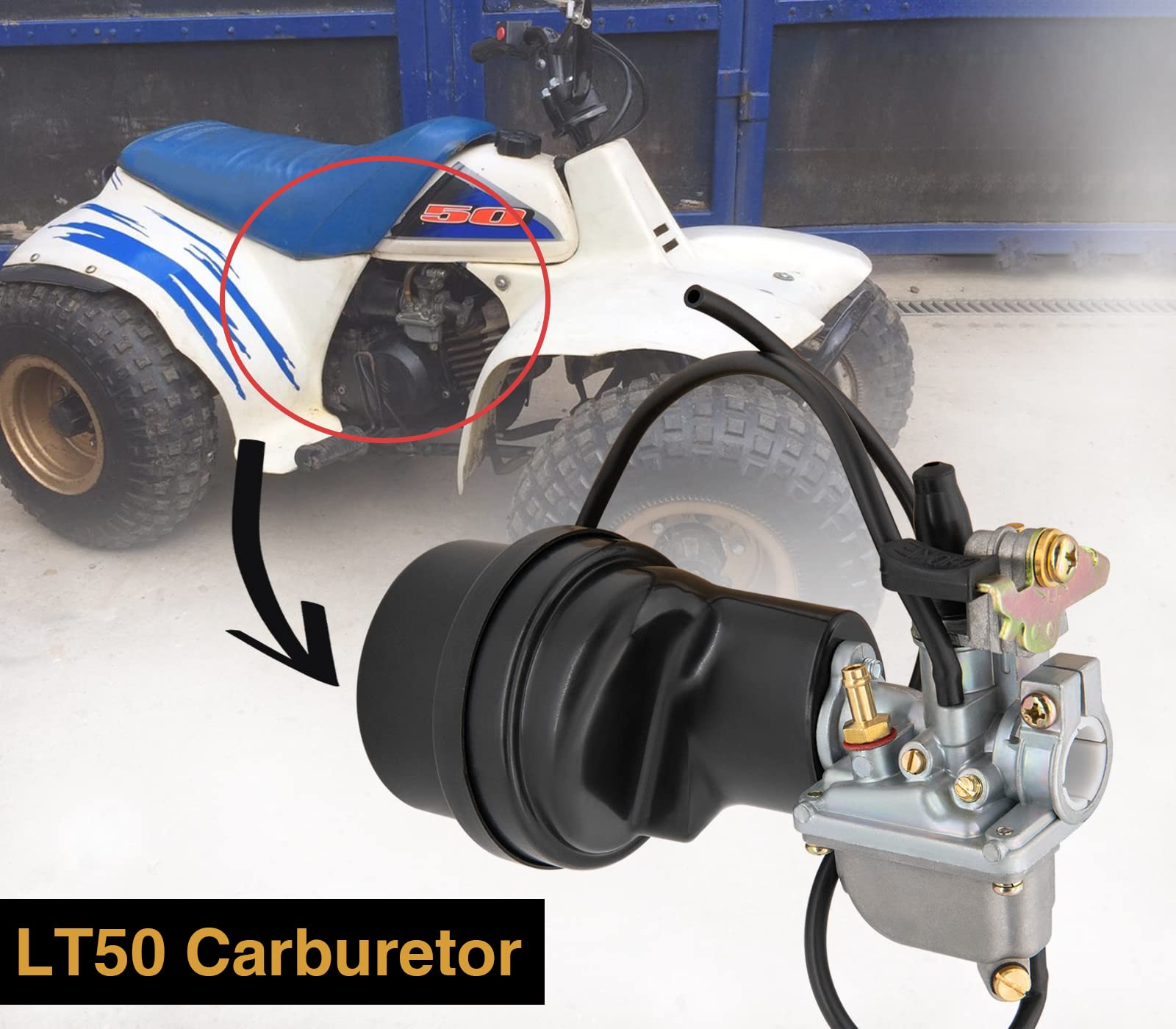 LT50 Carburetor Compatible For Suzuki JR50 LT-A 50 Carb 1984-2005, LT 50 Carburetor With Air Filter Box