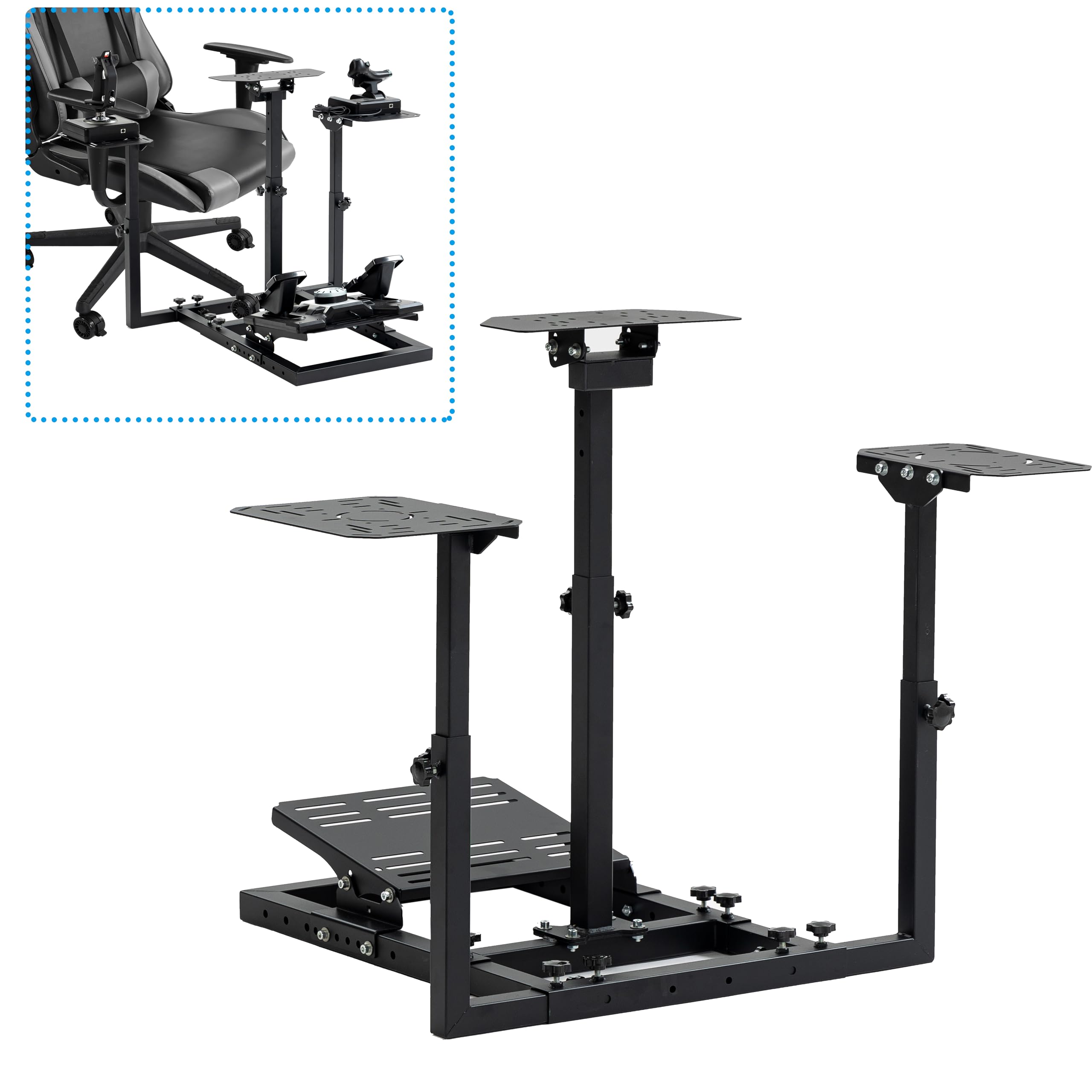 Anman Flight Racing simulator cockpit Wheel Stand Dual-Purpose Fit for Logitech Shifter Joystick Pedals,Thrustmaster/Hotas Warthog, Only Include Flight Joystick Mount Three Sizes Shift Lever Panels