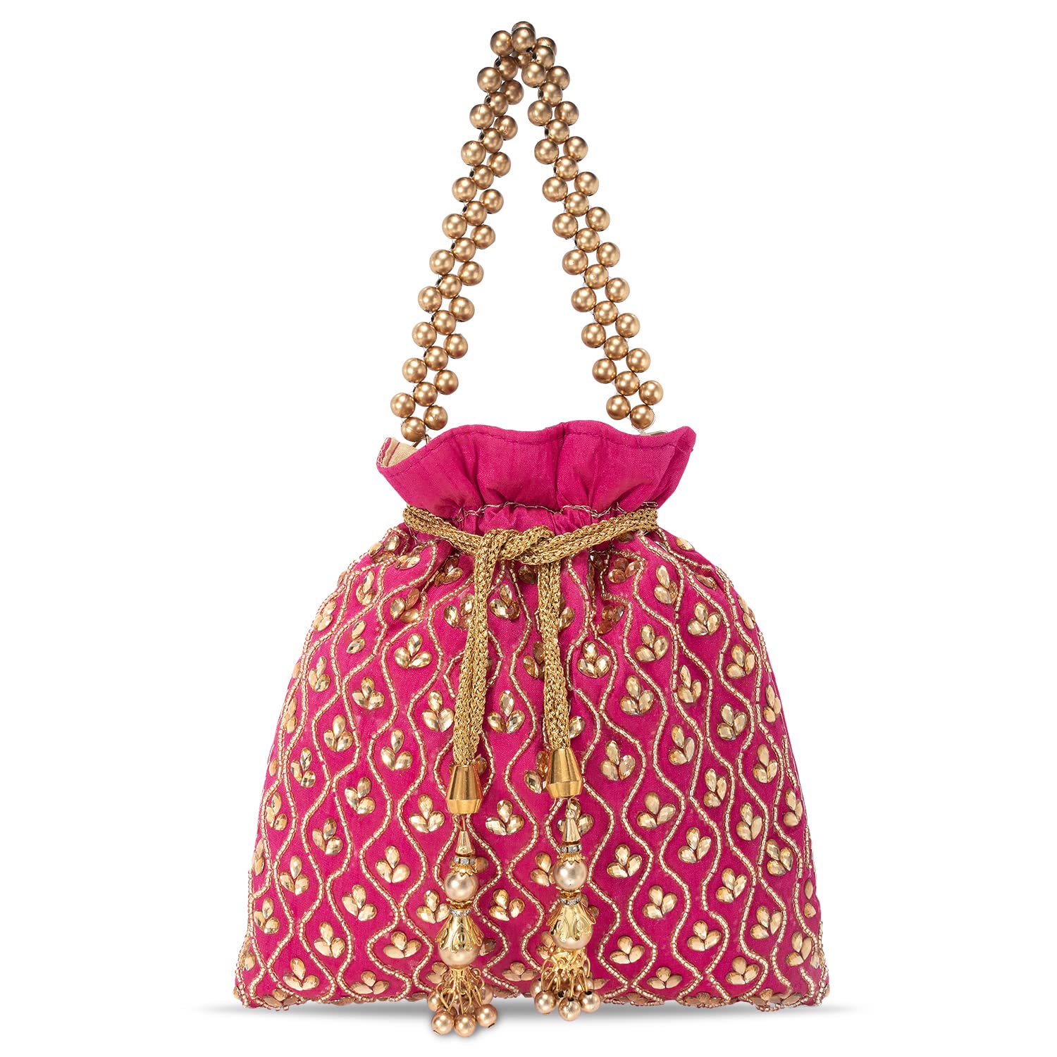 Aheli Indian Potli Bags for Women Evening Bag Clutch Ethnic Bride Purse with Drawstring (P27RP)