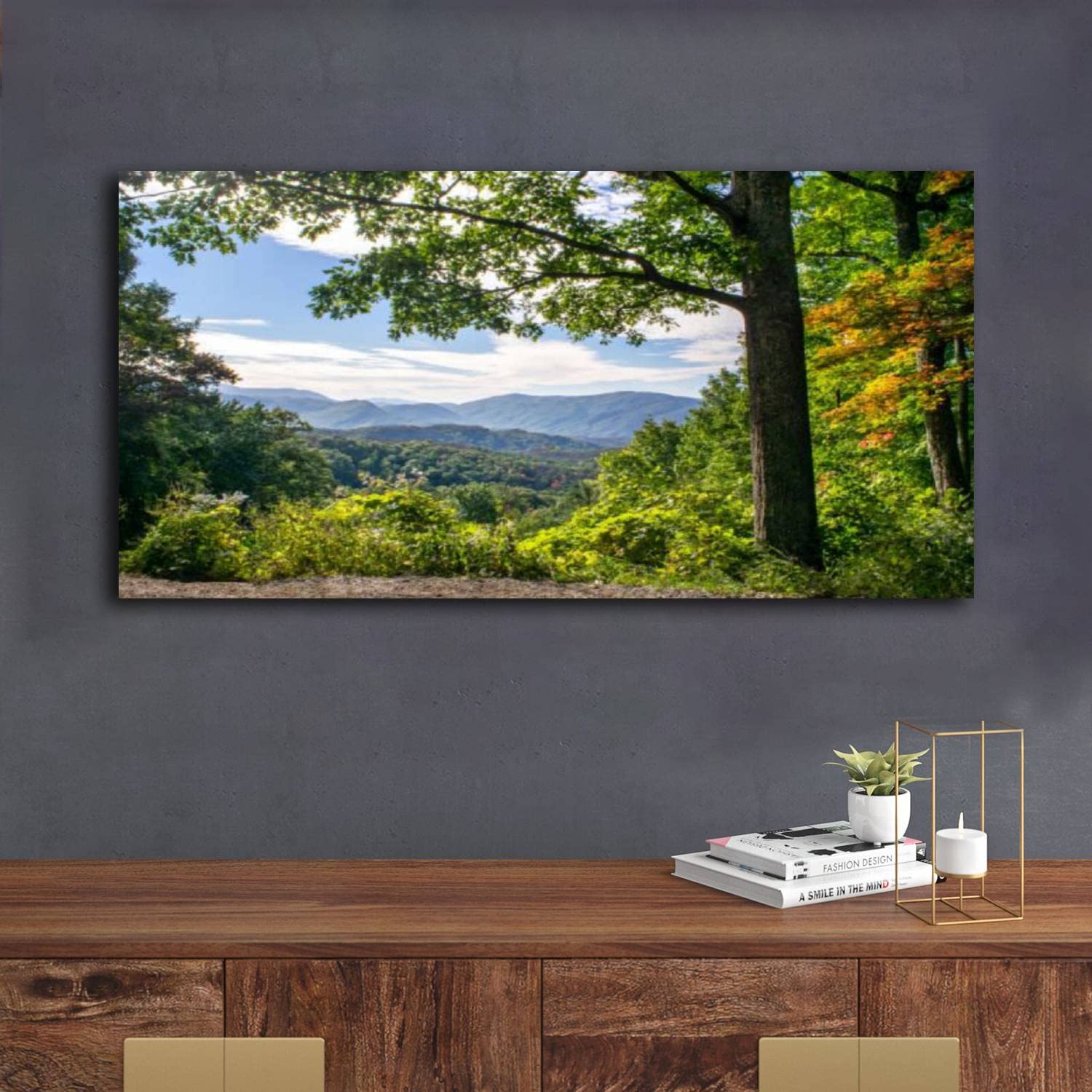 Wall Art for Living Room Picturesque View of Great Smoky Mountains National Park Print On Canvas Wall Decor Painting Posters Office Modern Home Decoration 20x40 inches Ready to Hang