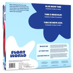 Float World Heavy Duty Snow Tube for Adults - Large 48 In Extra Durable Snow Tubing Winter Toy for Ski Mountains - Thick Vinyl Cover for Non-Pop Non-Stop Sledding (Blue)