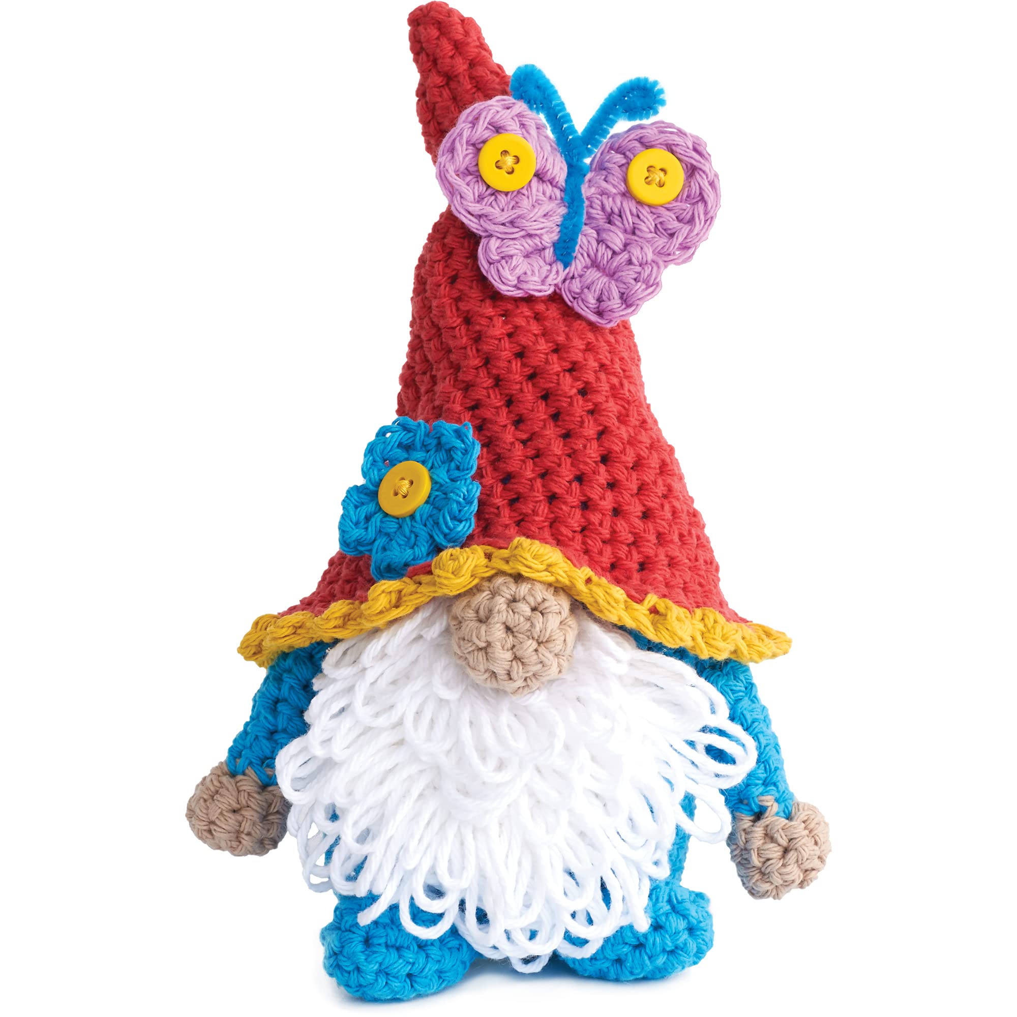 Boye Jonah's Hands Gnome Beginners Crochet Kit for Kids and Adults, Multicolor 12 Piece, Small