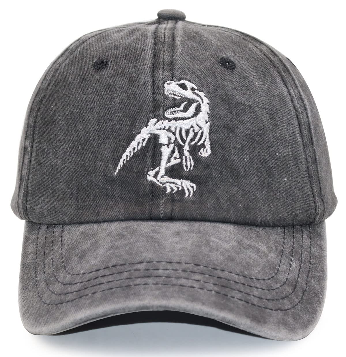 T Rex Skeleton Dinosaur Baseball Cap for Men Women, Vintage Embroidered Cotton Washed Distressed Dad Hat