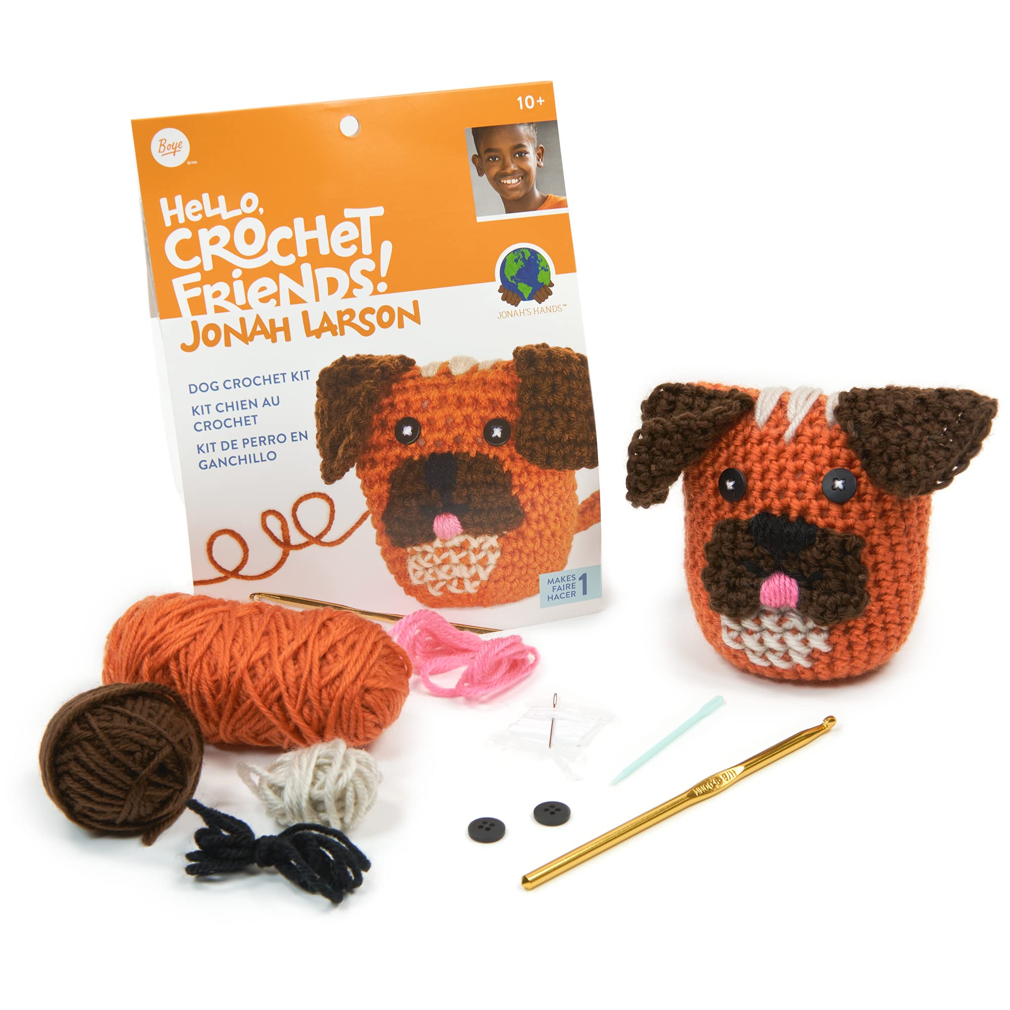 Boye Jonah's Hands Cute Dog Beginners Crochet Kit for Kids and Adults, Multicolor 9 Piece