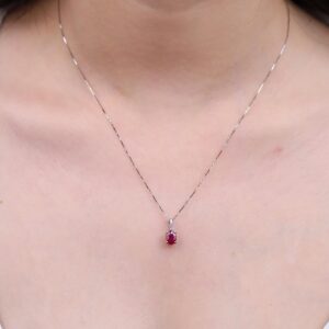 Gin & Grace 10K White Gold Mozambique Genuine Ruby Pendant with Diamonds for women,Ethically, Metal gemstone Diamond, Ruby