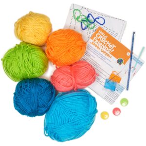 Boye Jonah's Hands Granny Square Accessories Beginners Crochet Kit for Kids and Adults, Makes 3 Projects, Multicolor 8 Piece