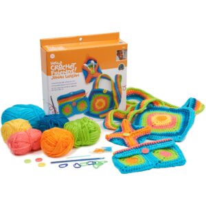 Boye Jonah's Hands Granny Square Accessories Beginners Crochet Kit for Kids and Adults, Makes 3 Projects, Multicolor 8 Piece