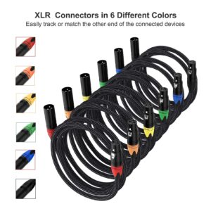 Anewbig XLR DMX Cables 6ft 6 Pack, DMX Stage Lights 6 Ft Feet Cable, Black Braided, 6 Foot, 6pack