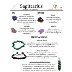 Amazing Gemstone Sagittarius Gifts Crystal Kit for Women Men, Combo Set of Healing Stones, Bracelets and Necklaces Pulseras Para Hombres Mujer Stocking Stuffers (Information Card Included)