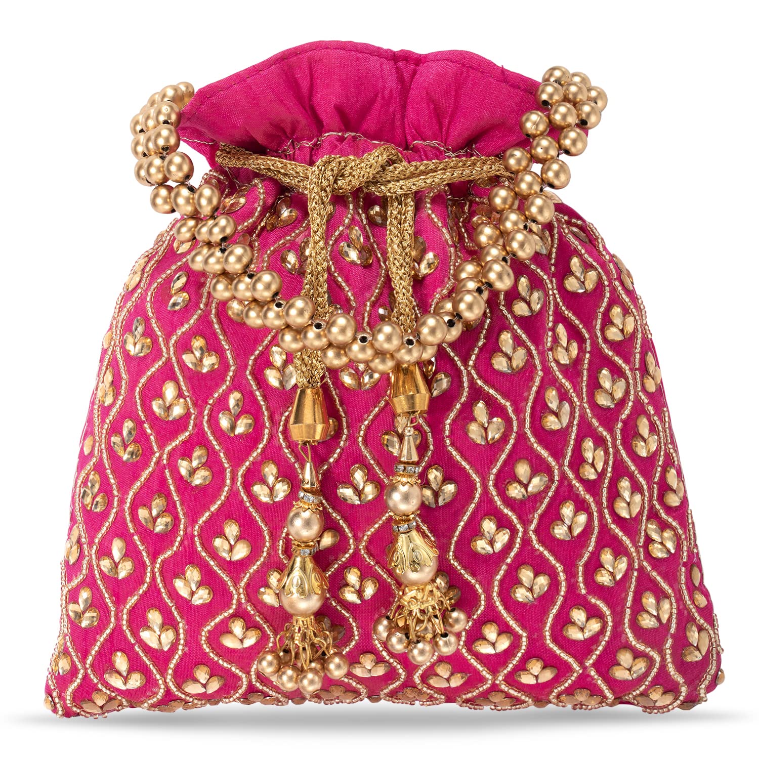 Aheli Indian Potli Bags for Women Evening Bag Clutch Ethnic Bride Purse with Drawstring (P27RP)