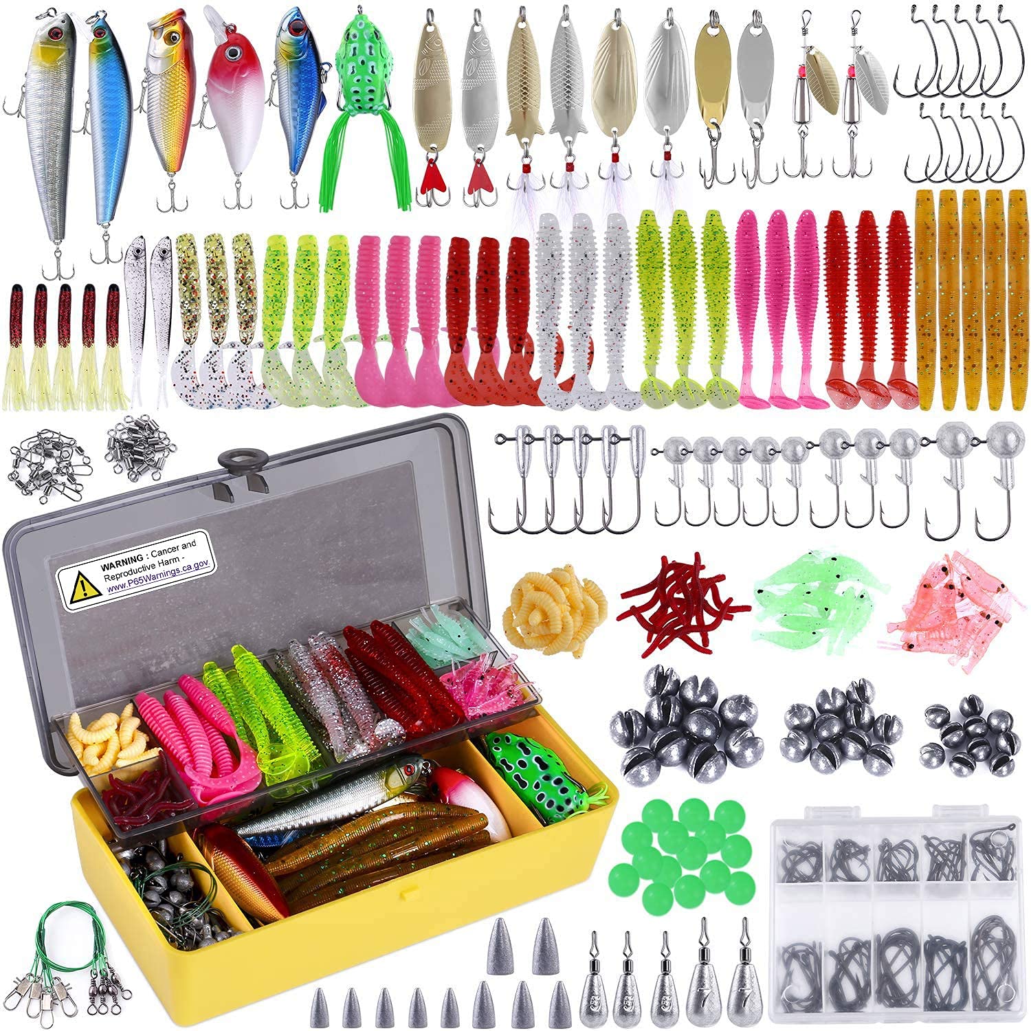 PLUSINNO 302PCS Fishing Lures Baits Tackle, 212PCS Fishing Accessories Kit