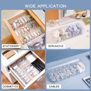 Yesesion Clear Plastic Cable Organizer Box with Adjustment Compartments, Desk Accessories Storage Case with Lid and 10 Wire Ties for Drawer, Office, Art Supply, Electronic Management