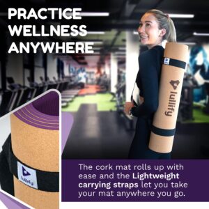 Lullify Premium Cork Yoga Mat | Non Slip and Built To Last Through Hot Yoga Or Exercise Class | Biodegradable and Built With Sustainable Materials | Carrying Strap Included