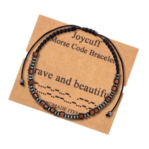 JoycuFF Inspirational Bracelets for Women Encouragement Gifts for Women Handmade Beaded Bracelets for Friends Sisters Daughter Brave And Beautiful