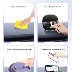 Loncaster Car Phone Holder, Car Phone Mount Silicone Car Pad Mat for Various Dashboards, Slip Free Desk Phone Stand Compatible with iPhone, Samsung, Android Smartphones, GPS Devices More (Purple)